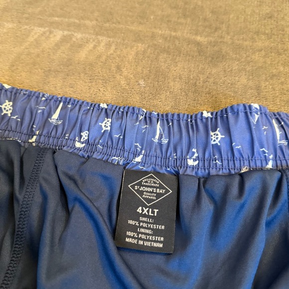 St Johns Bay Swim Trunks Mens 4XLT Blue Nautical Sailboat Anchor Elastic Waist - Picture 3 of 13
